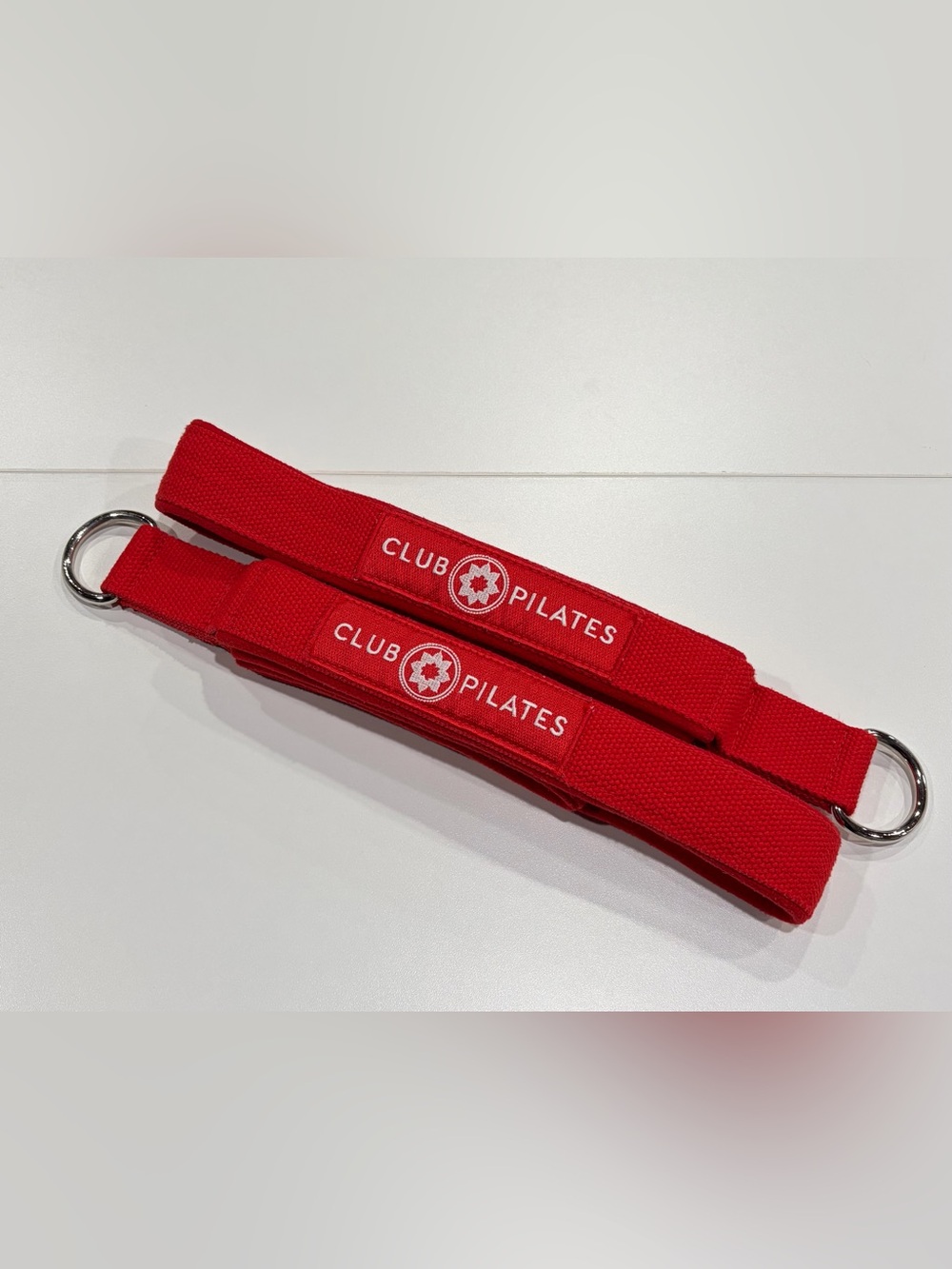 Club Pilates Reformer Straps Long and Short Loops Red White Logo EUC